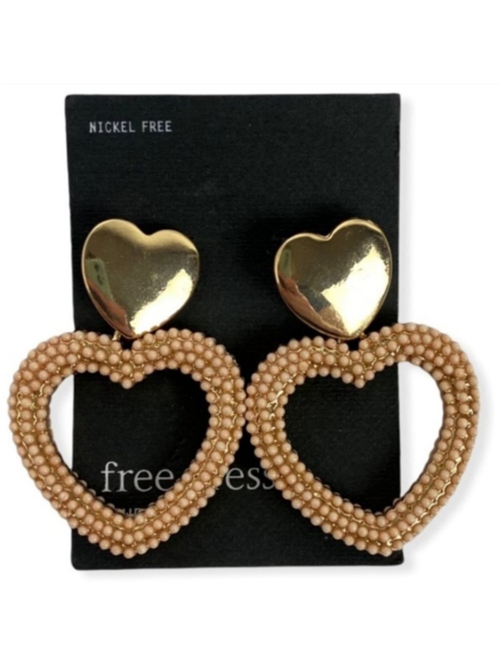 NWT Nordstrom Free Press Heart Shape Statement Earrings Post Back Gold Charm New